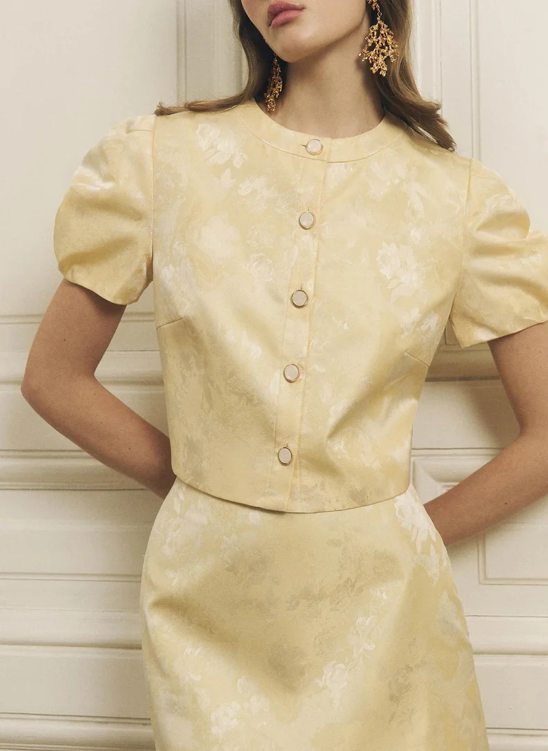 Lichi Jacquard jacket with lantern sleeves